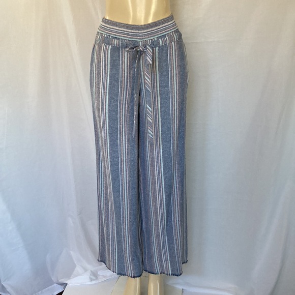 DEMOCRACY Jeans High Rise Palazzo Pants Size 6 Wide Leg Fray Hem Multicolor NWOT - Picture 2 of 9